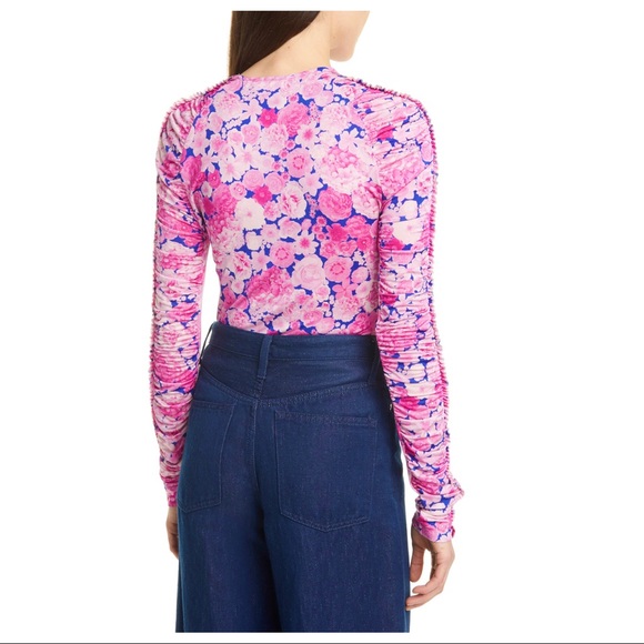 NEW STINE GOYA RUCHED SLEEVE FLORAL PRINT TOP - Picture 7 of 10